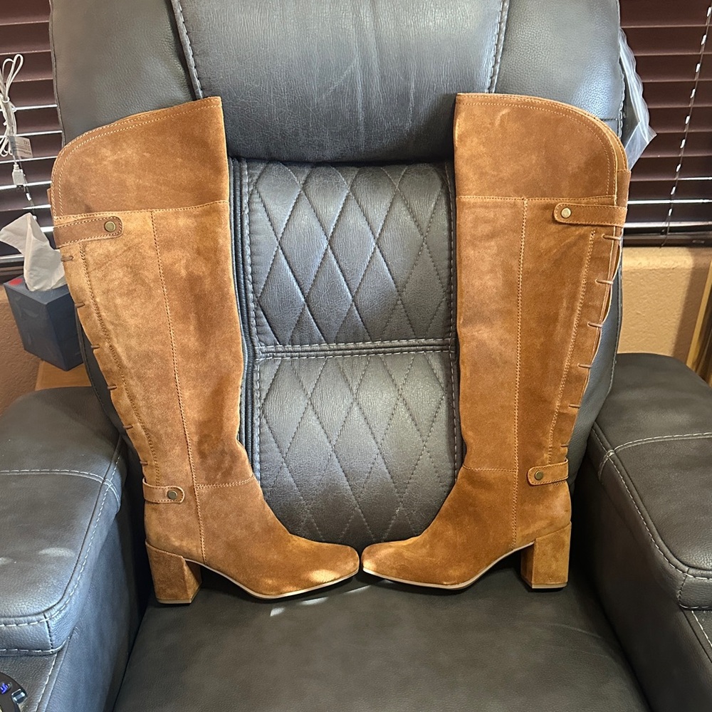 Franko Sarto Elegant Tan Suede Knee-High Boots - Picture 1 of 9